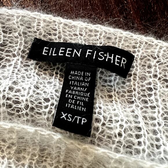 Eileen Fisher Cream Mohair Oversized Sheer Open Knit Tunic Sweater XS Small - Picture 4 of 5